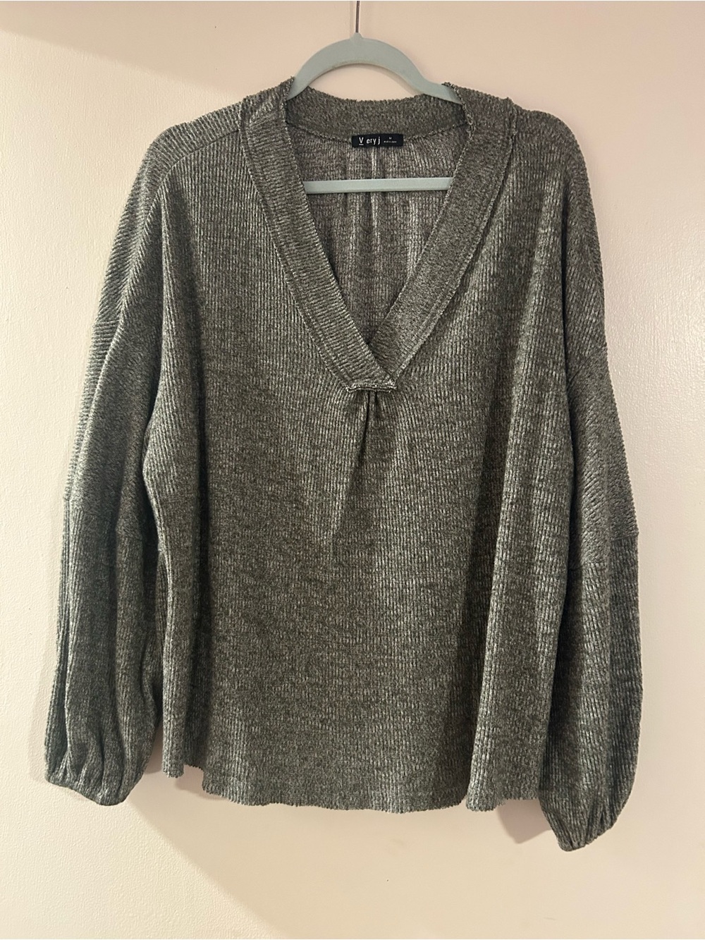 Very J Olive Green V-Neck Sweater